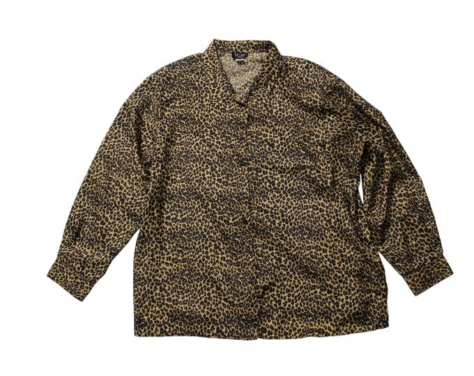 Vintage Silk Cheetah Leopard Blouse SZ 3x