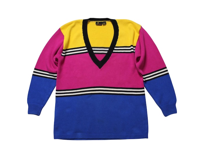 Vintage Liz Sport Color Block Stripe Sweater.. Sz Small