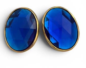 Vintage Gold Tone Jeweled Large Ben Amun Clip On Earrings
