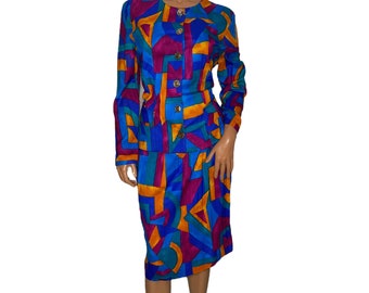 Vintage Abstract Print Skirt Set...