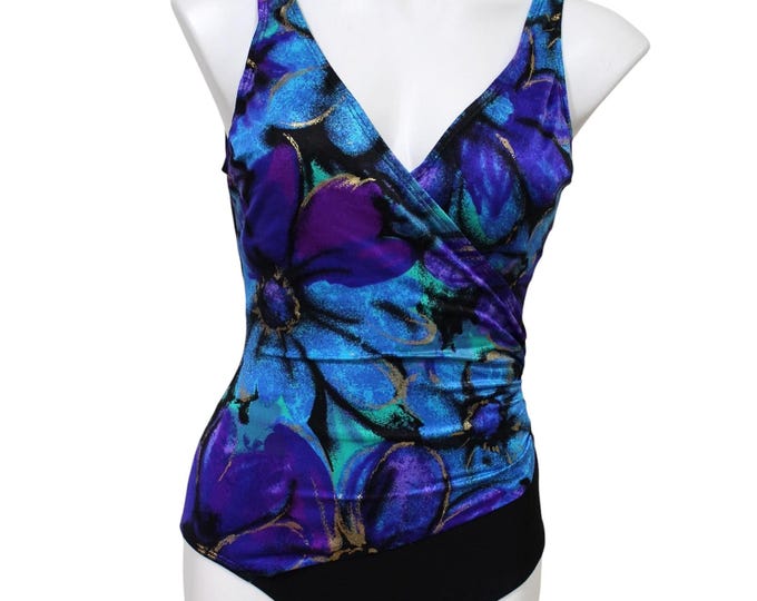 Vintage Abstract Colorful One Piece Bathing Suit... Sz 10