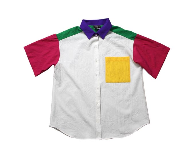 Vintage Color Button up Blouse.. Size Large