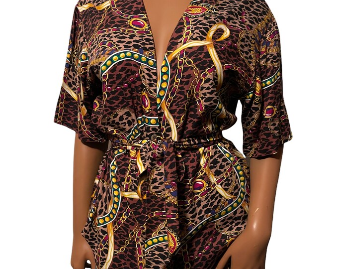 Vintage Leopard Jewel Print Blouse sz small