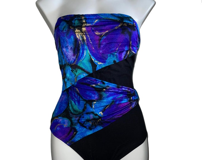 Vintage Women's Abstract One Piece Bathing Suit... Sz 10