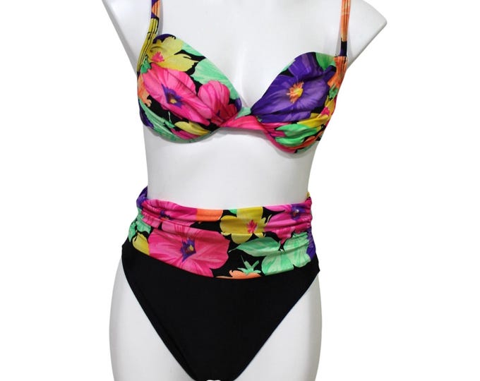 Vintage Abstract Colorful One Piece Bathing Suit... Sz 12