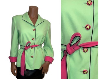 Vintage  Green Blazer with waist Belt sz 12