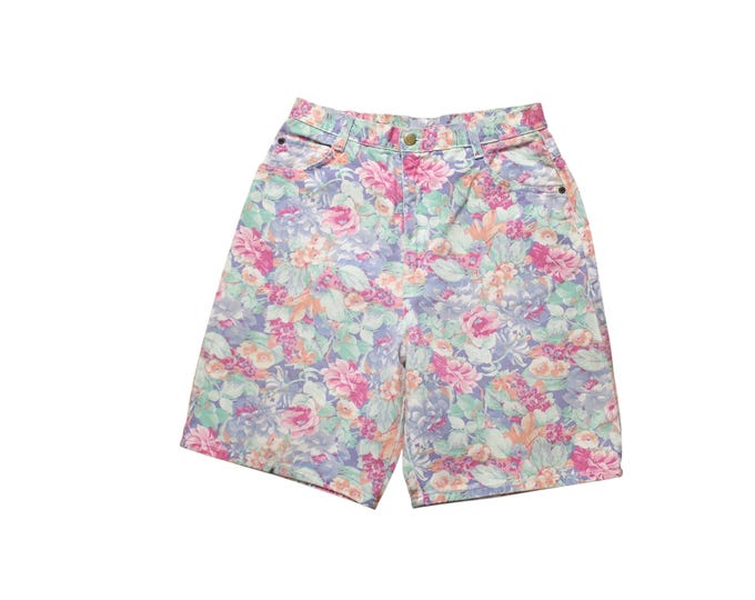 Vintage Women's HUNT CLUB Floral Denim Jean Shorts... Sz 14