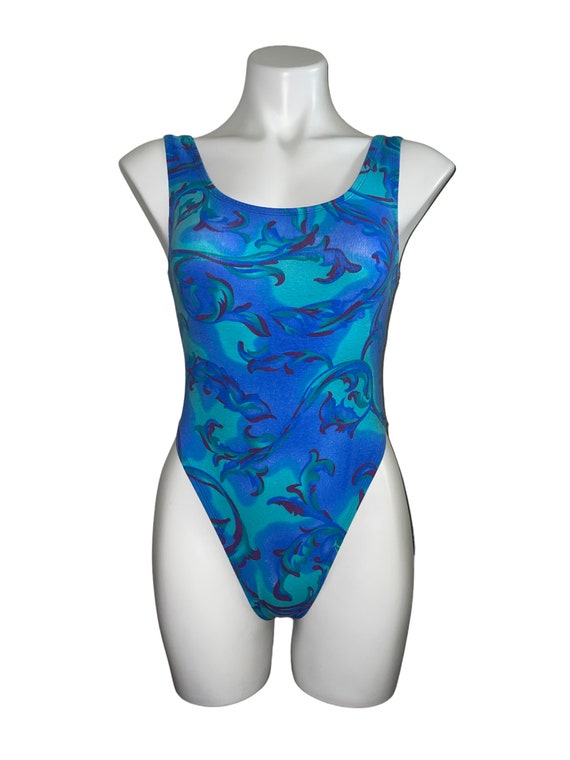 Vintage Women's Abstract Colorful One Piece Bathi… - image 2