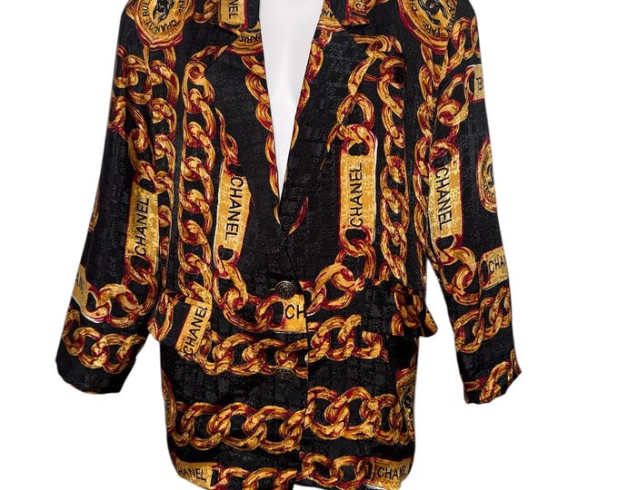 Vintage Chain Print Blazer...