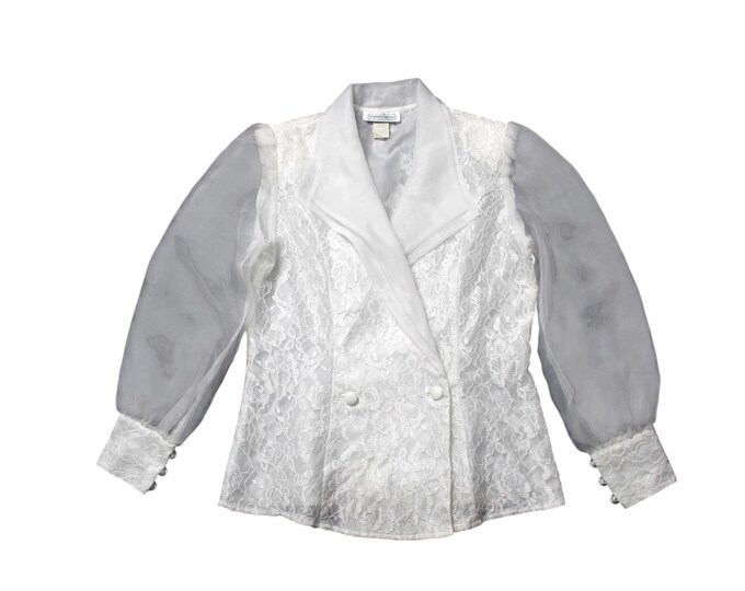Vintage Sheer Sleeve Blazer Blouse