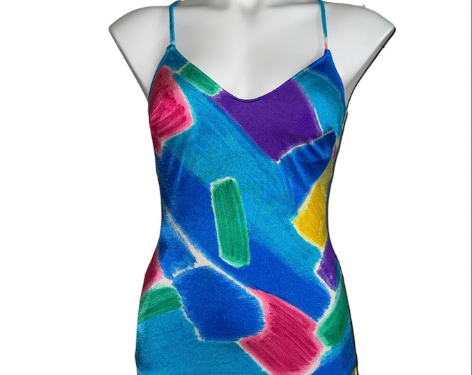Vintage Women's Abstract Colorful One Piece Bathing Suit... Sz 14