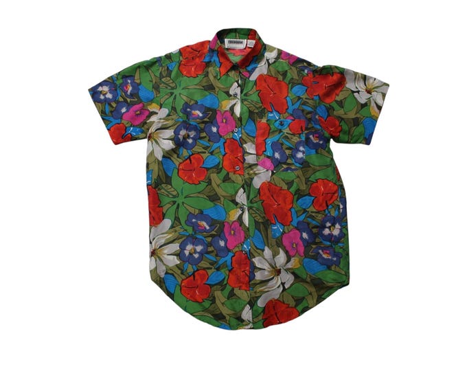 Vintage Abstract Floral Silk Blouse.. Sz Small