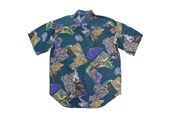 Vintage Abstract Men's Abstract Silk Shirt..   Sz… - image 2