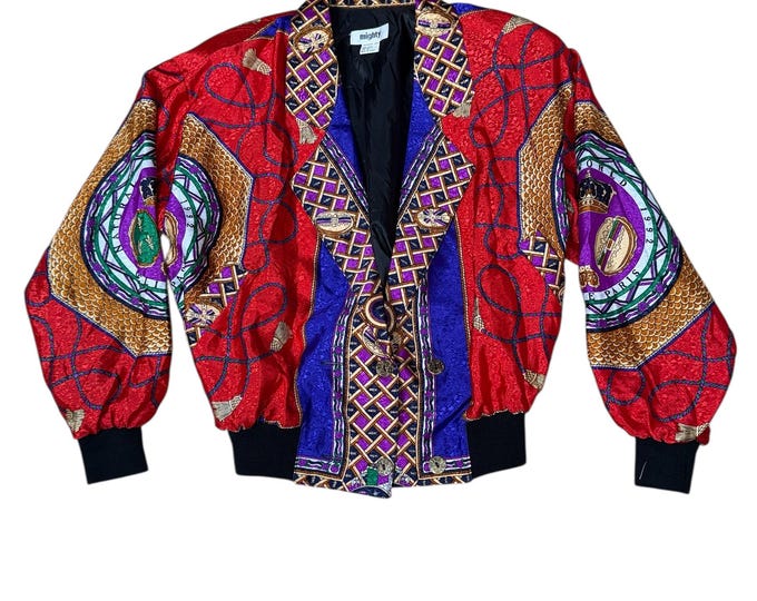Vintage Scarf Print Blazer Jacket
