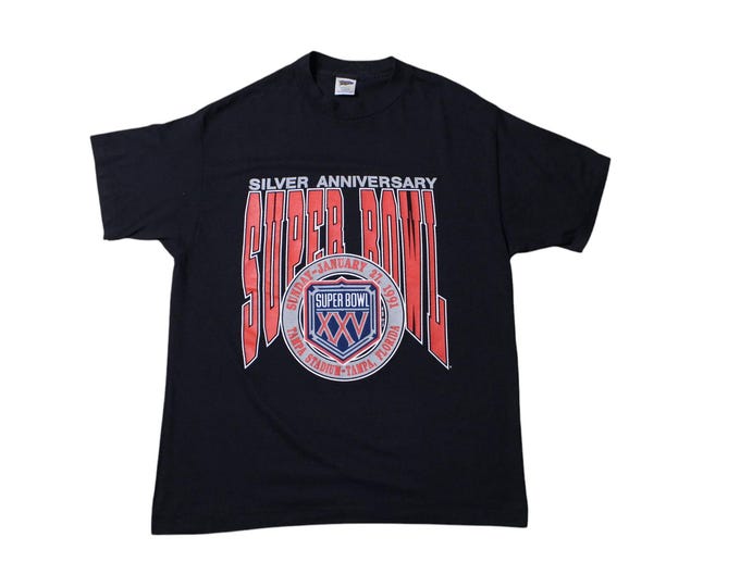 Vintage 1991 Silver Anniversary NFL Super Bowl XXV T-shirt... Sz. X-Large