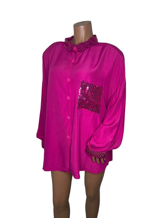 Vintage Pink Sequin Blouse - image 4