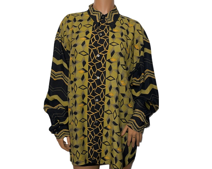 Vintage Abstract Aztec Print Button Up sz large