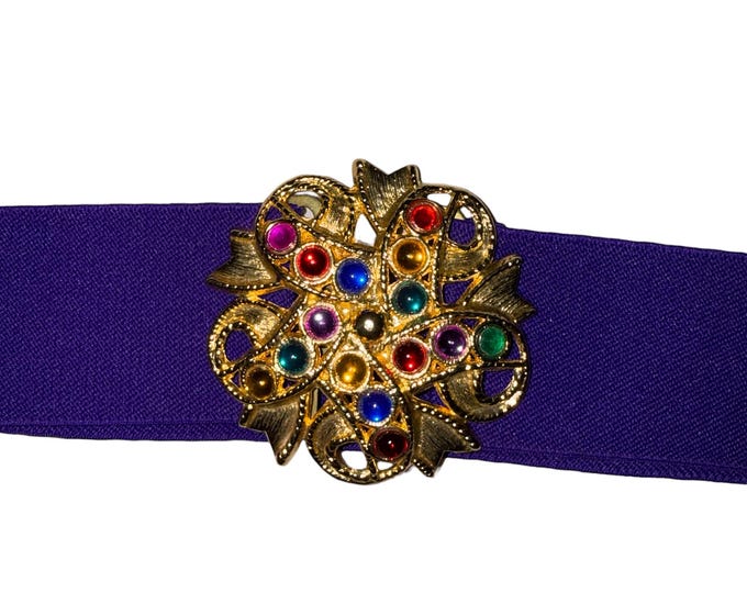 Vintage Purple Jewel Buckle Stretch Belt