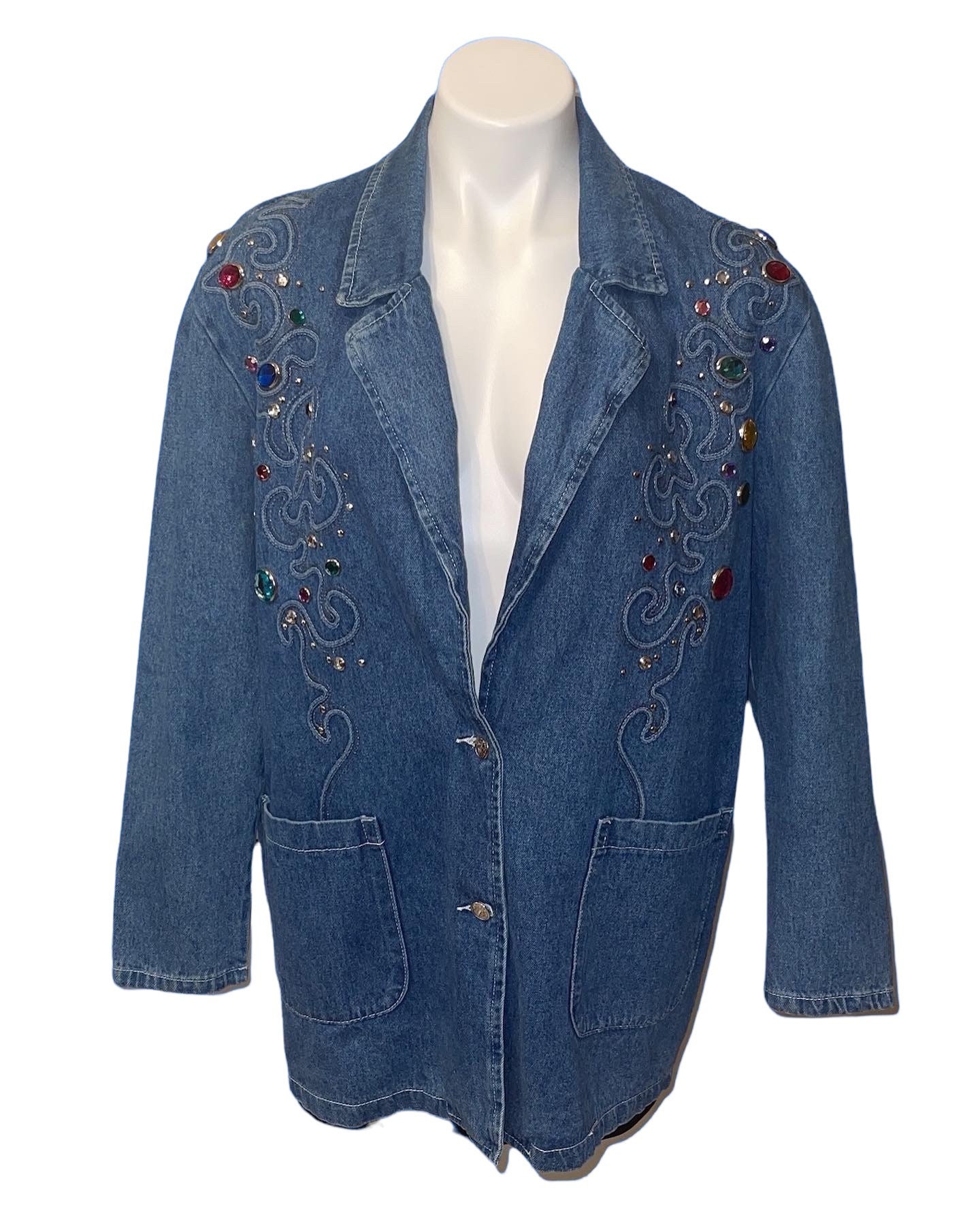 Vintage Bejeweled Denim Blazer...