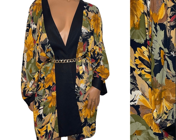 Vintage Batwing Floral Duster Blazer... sz 16