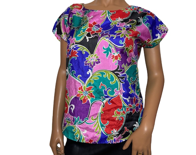 Vintage Abstract Scarf Print Blouse
