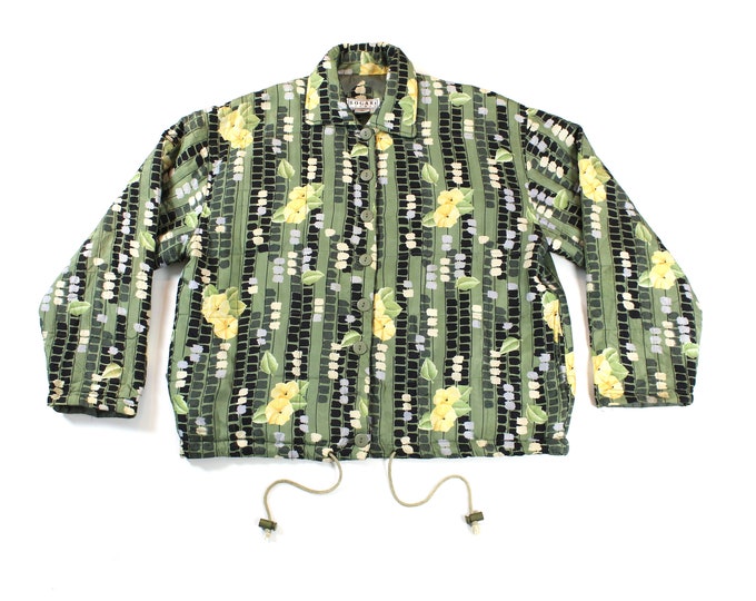 Vintage Abstract Floral Windbreaker... Sz Med.