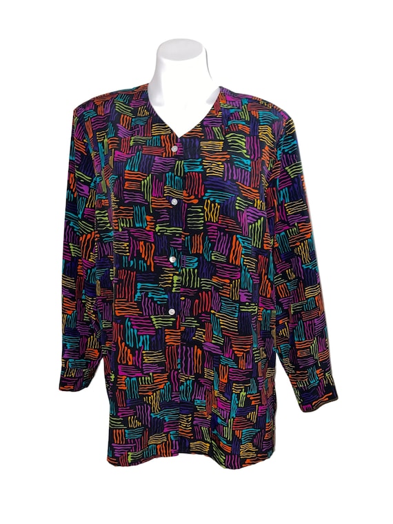 Vintage Abstract Print Blouse.. - image 1