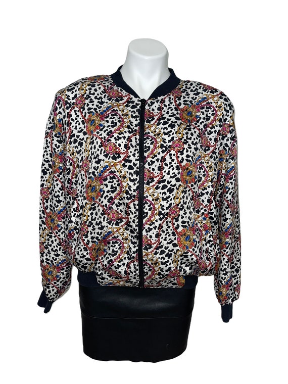 Vintage Leopard Scarf Print Bomber Jacket...