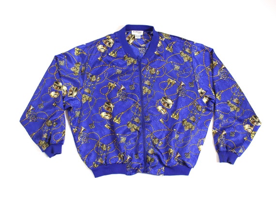 Vintage Scarf Print Baroque Bomber Jacket...