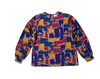 Vintage Abstract Blouse SZ 14