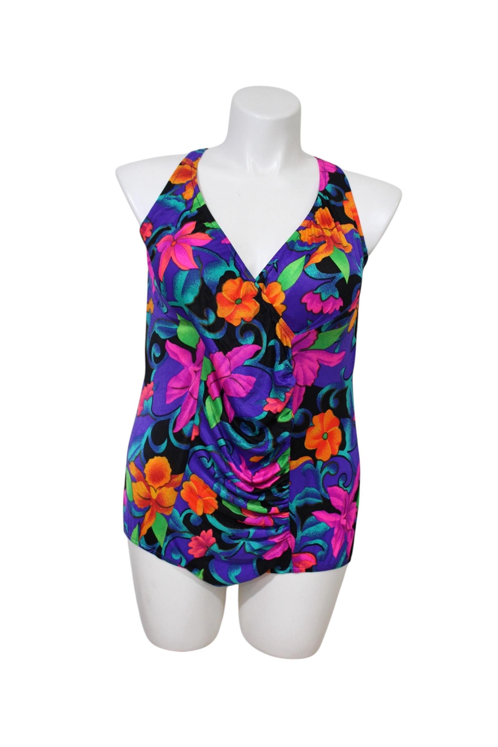 Vintage Abstract Colorful One Piece Bathing Suit... Sz 14 - Etsy