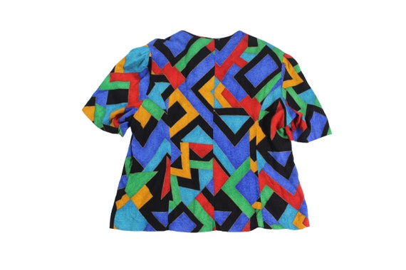 Vintage Women's Abstract Colorful Button-Up Blous… - image 3