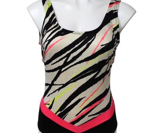 Vintage Abstract Colorful One Piece Bathing Suit... Sz 14