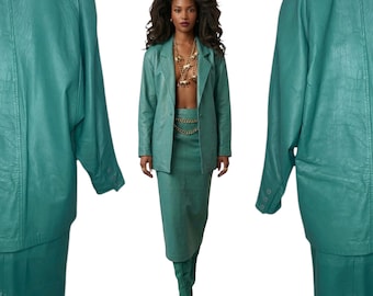 Vintage 80's 90's Teal Skirt Set