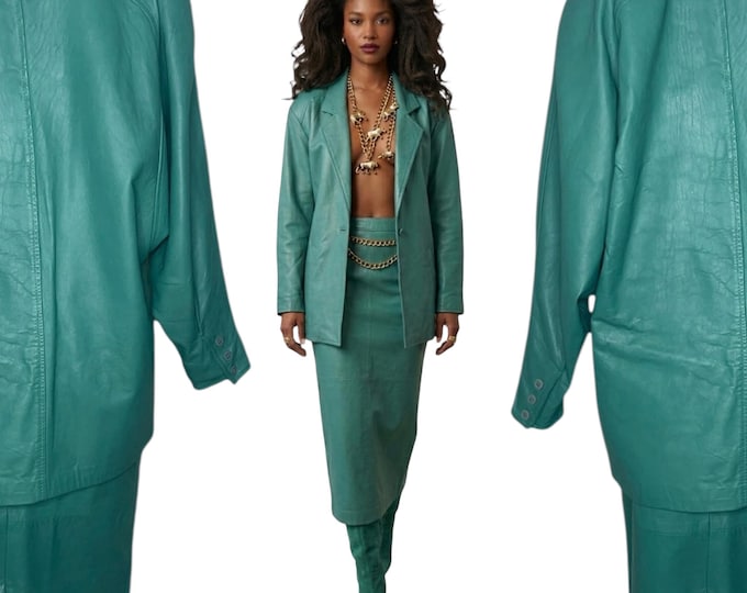 Vintage 80's 90's Teal Skirt Set