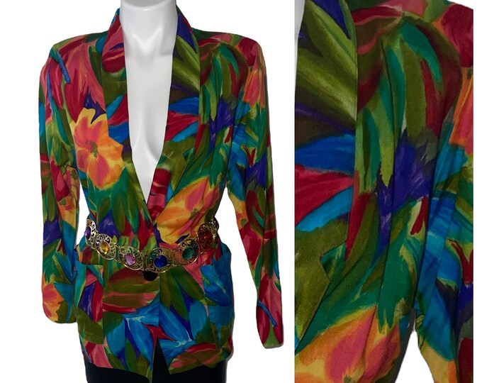 Vintage Colorful Floral Blazer Print Blazer...   Sz. Small