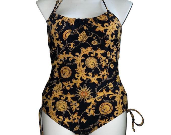 Vintage Women's Royalty Print One Piece Bathing Suit... Sz 14