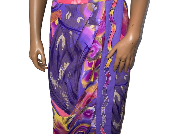 Vintage Abstract Print Wrap Skirt... sz 1X