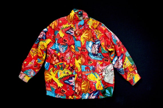 Vintage Embellished Abstract Puffer Jacket - image 1