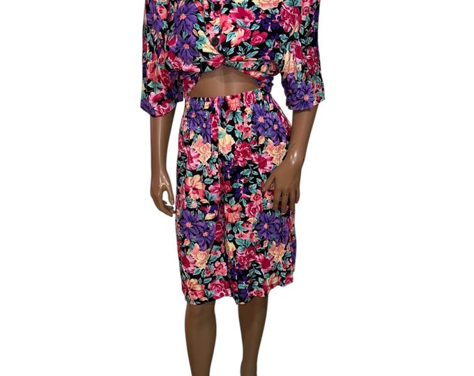 Vintage Floral Print Short Set...