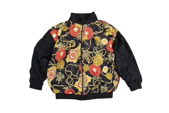 Vintage Jewel Print Baroque Bomber Jacket... Sz M… - image 1