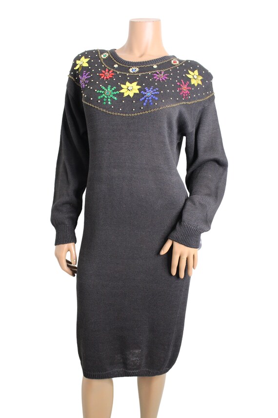 Vintage Beaded Embellished Sweater Dress... - image 8