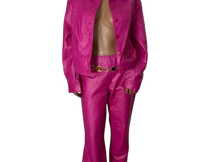 Vintage Pink Leather Pant set