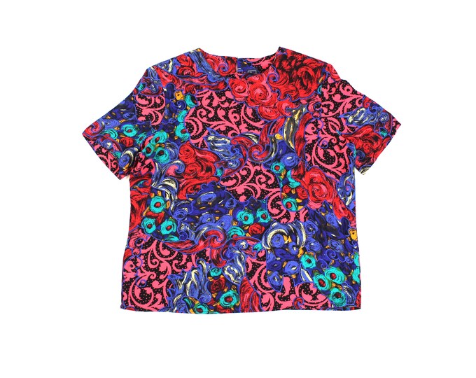 Vintage Colorful Abstract Blouse... Sz 10
