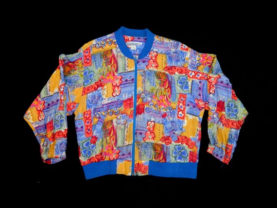 Vintage light bomber jacket printed floral stork size M
