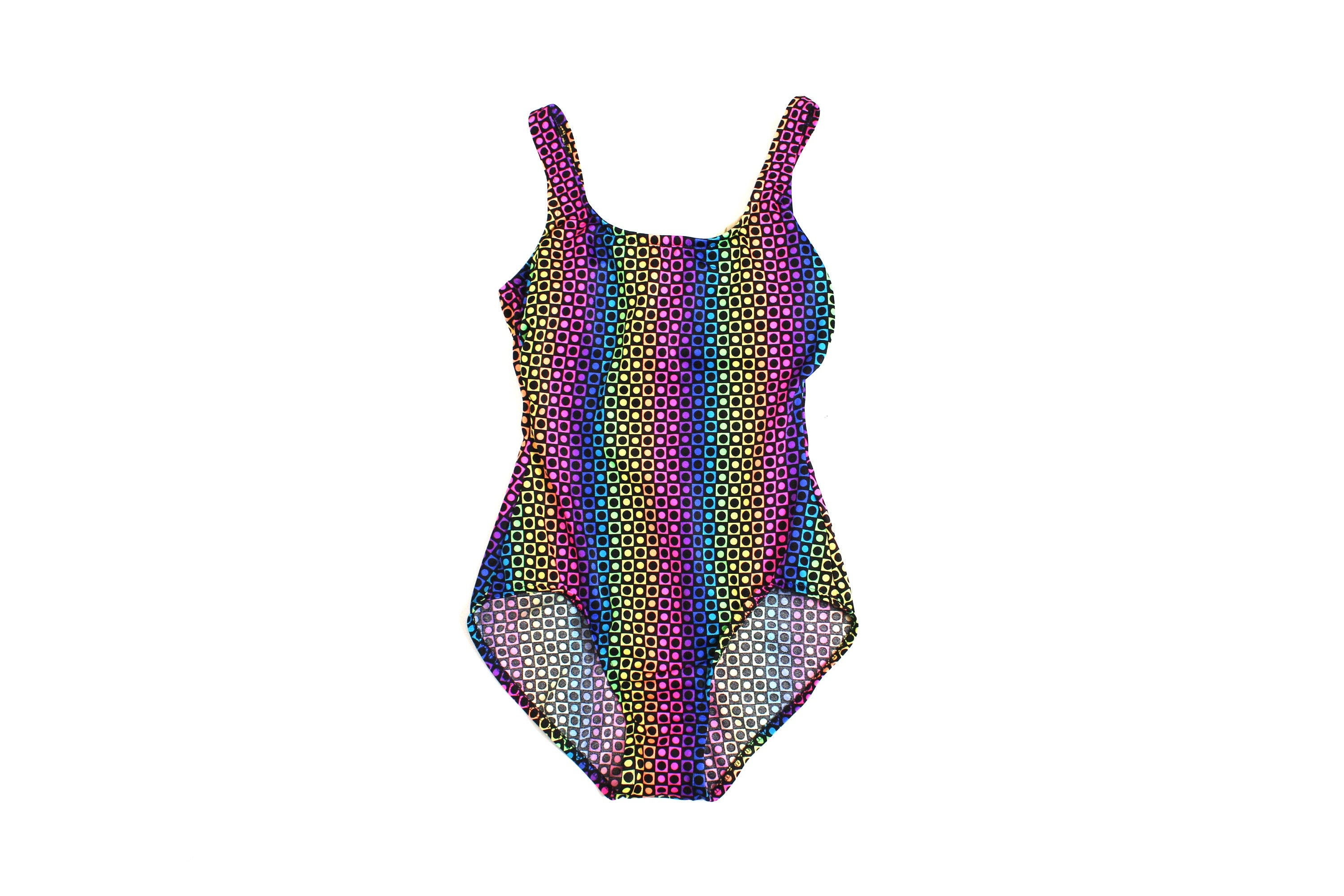 Vintage Women's Abstract Colorful One Piece Bathing Suit... Sz 10 - Etsy