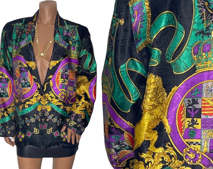 Vintage Royalty Scarf Print Blazer...