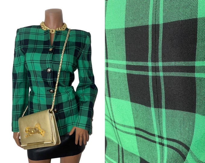 Vintage Green Plaid Blazer