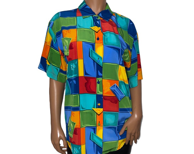 Vintage Abstract Print Blouse