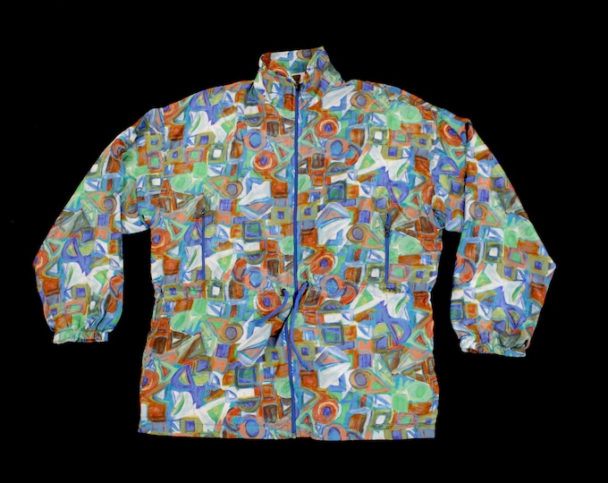 Vintage Colorful Color-Block Abstract Windbreaker... Sz. 4